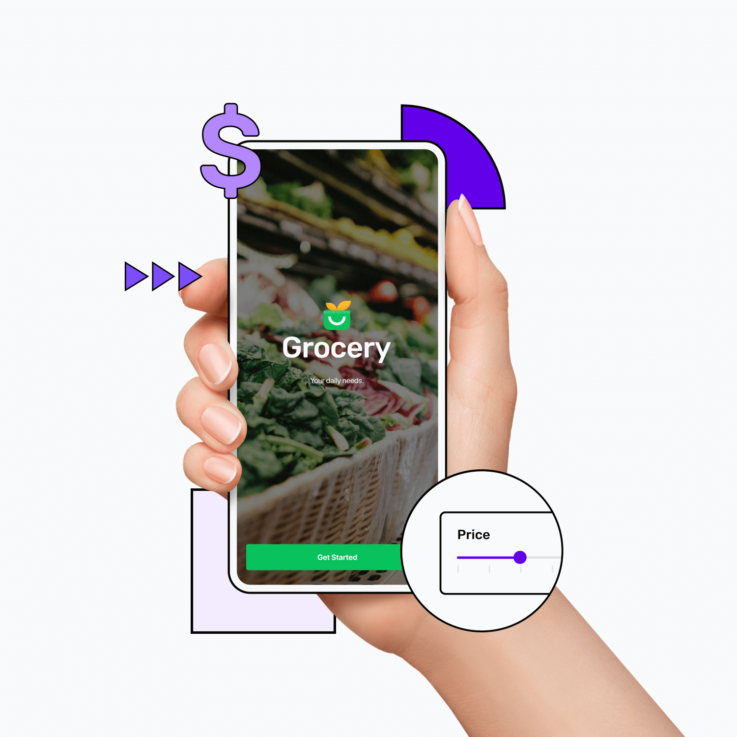 An app with pricing illustrations
